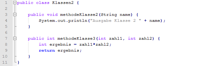 Methoden und Parameter Klasse2